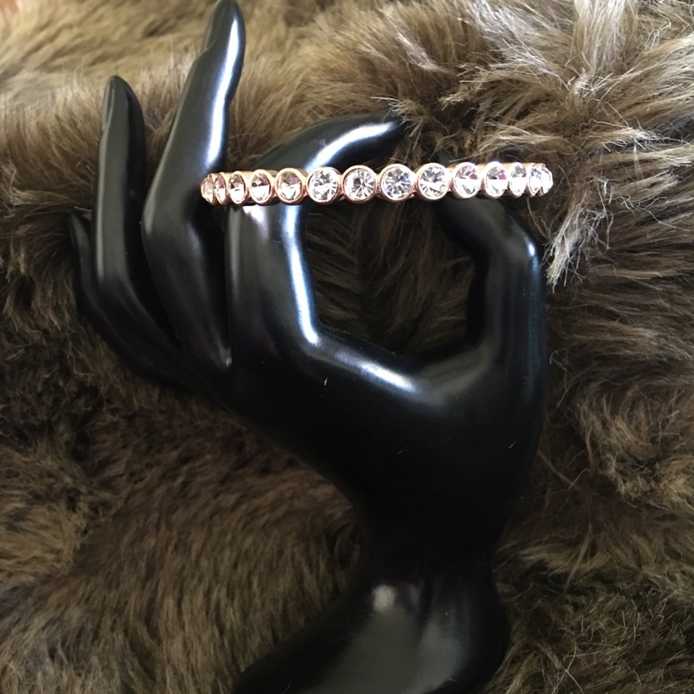 Rose gold tone rhinestone crystal bangle bracelet